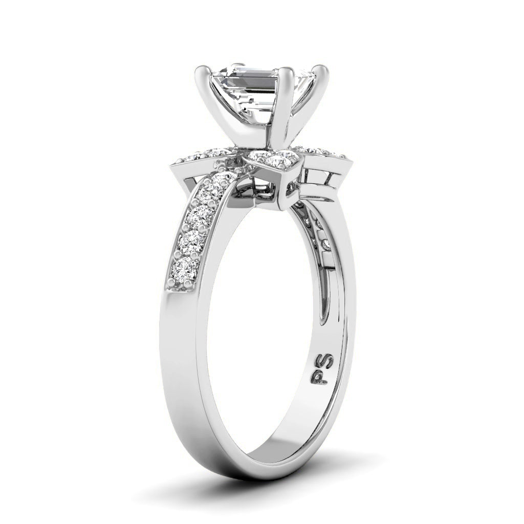 0.75-1.90 CT Emerald & Round Cut Natural Diamonds - Engagement Ring