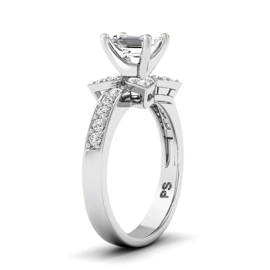 0.75-1.90 CT Emerald & Round Cut Natural Diamonds - Engagement Ring