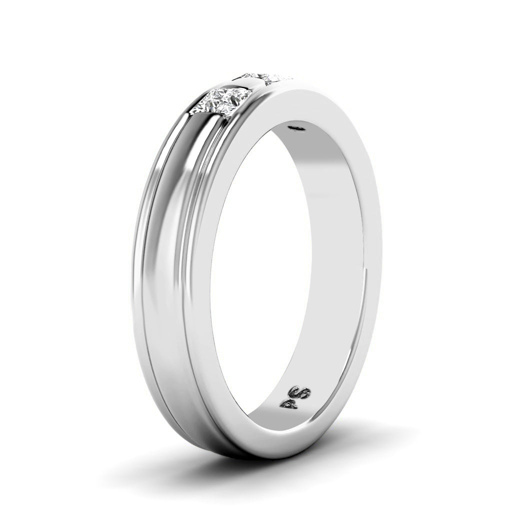 0.40 CT Princess Cut Diamonds - Mens Wedding Band