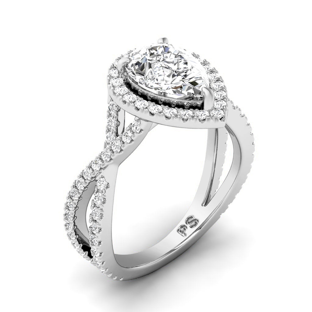 1.10-3.60 CT Round & Pear Cut Lab Grown Diamonds - Halo Ring