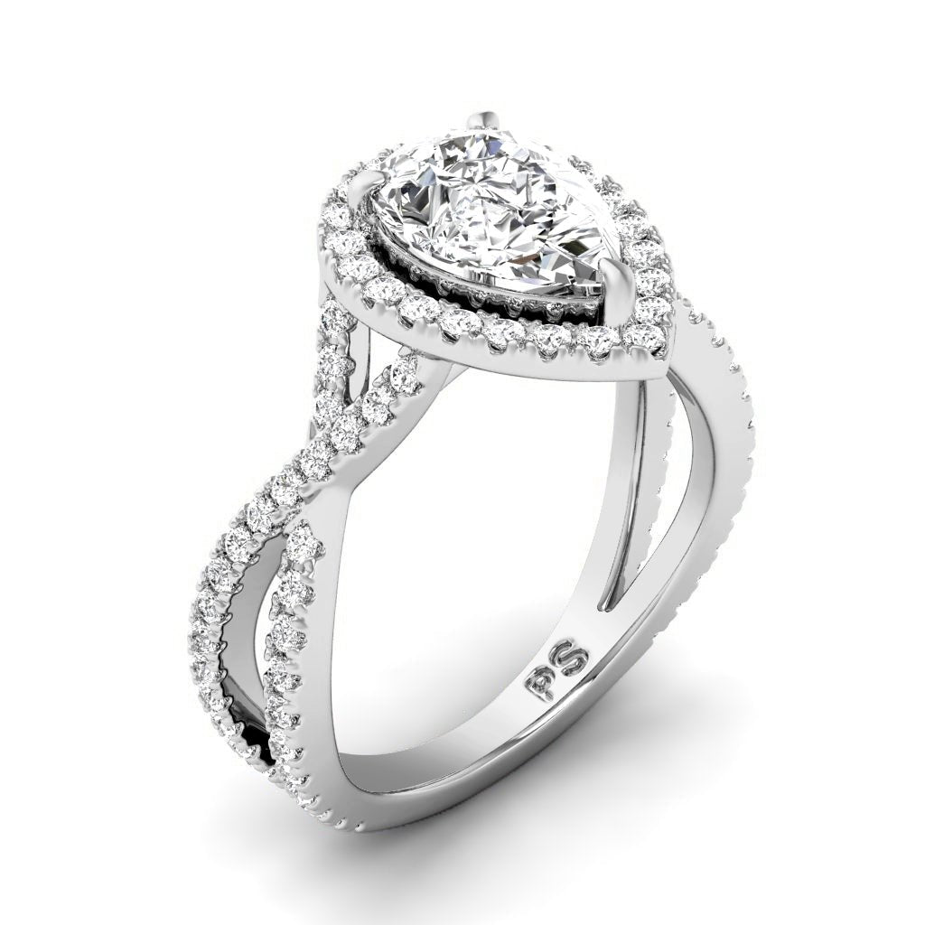 1.10 - 3.60 CT Round & Pear Cut Lab Grown Diamonds - Halo Ring - Primestyle.com