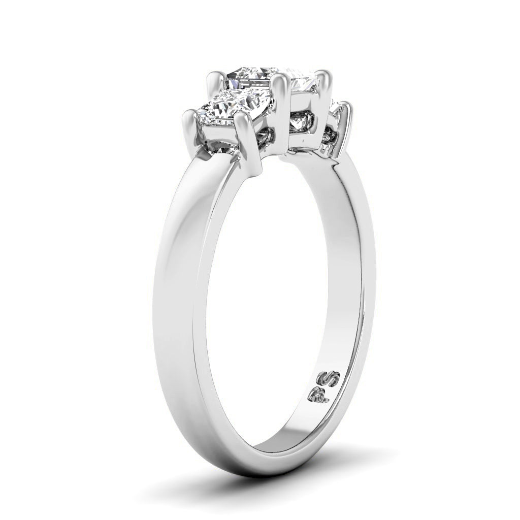 0.30-0.80 CT Princess Cut Lab Grown Diamonds - Three Stone Ring