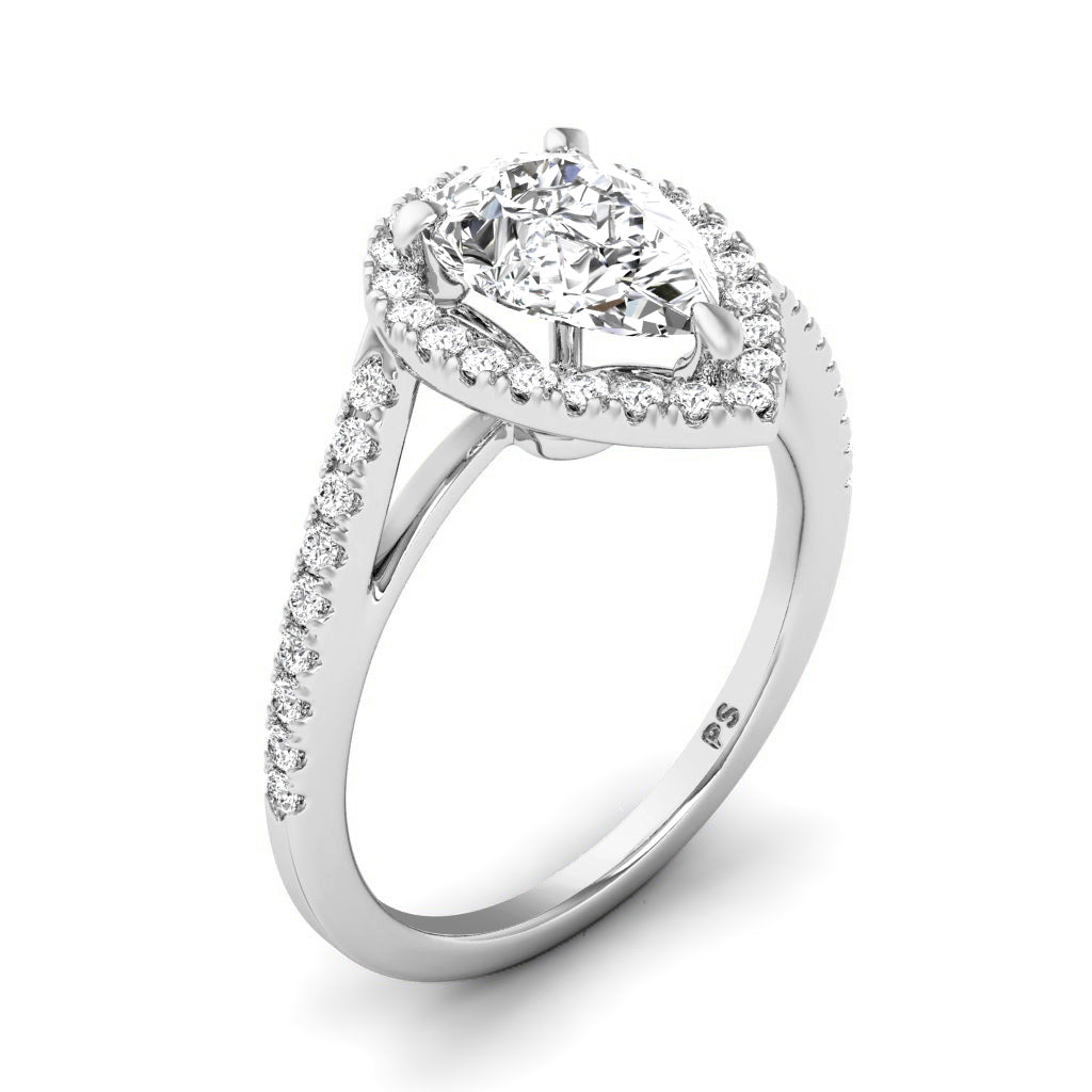 0.85-3.35 CT Round & Pear Cut Lab Grown Diamonds - Halo Ring