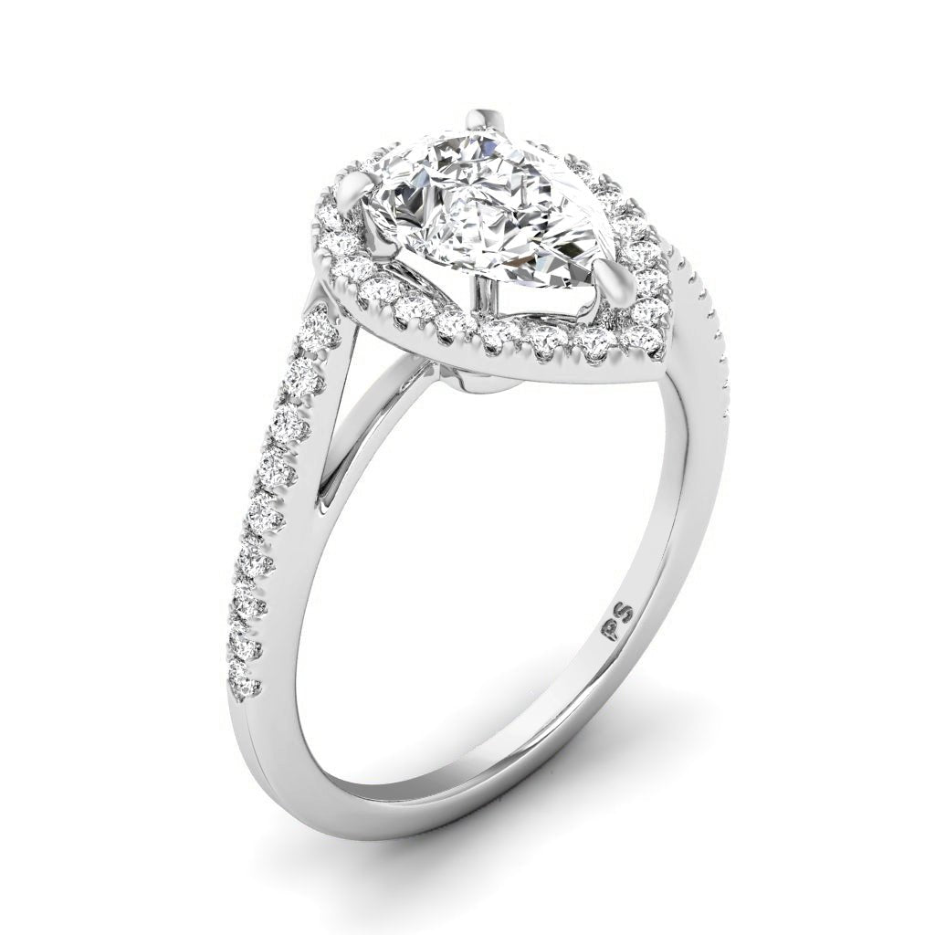 0.85 - 3.35 CT Round & Pear Cut Lab Grown Diamonds - Halo Ring - Primestyle.com