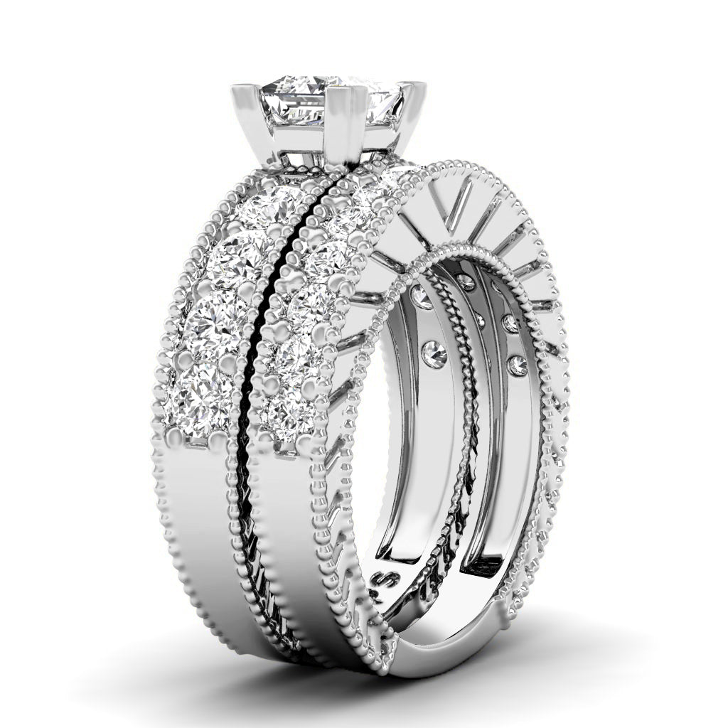 1.80-2.95 CT Round & Princess Cut Diamonds - Bridal Set