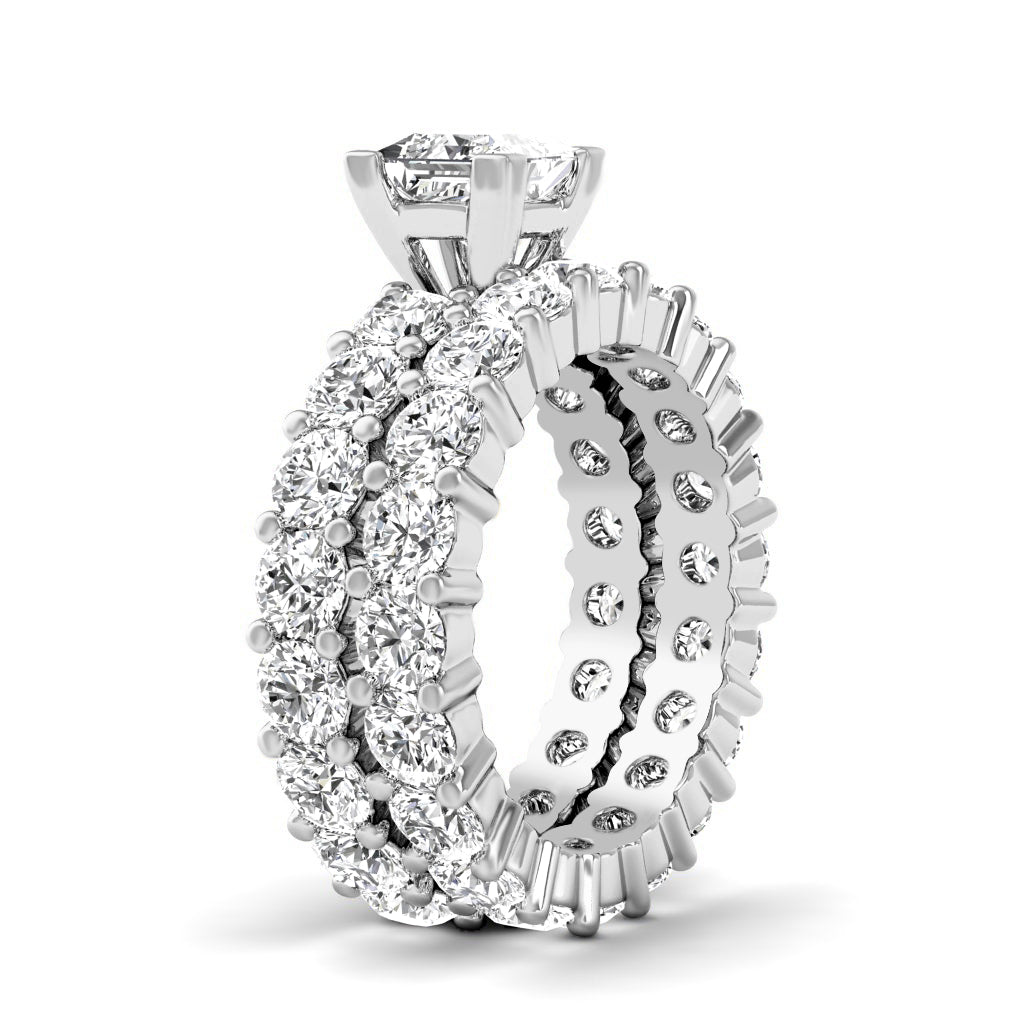 5.65-6.80 CT Princess & Round Cut Natural Diamonds - Bridal Set