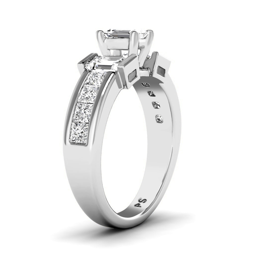 1.65-2.80 CT Emerald & Princess Cut Natural Diamonds - Engagement Ring