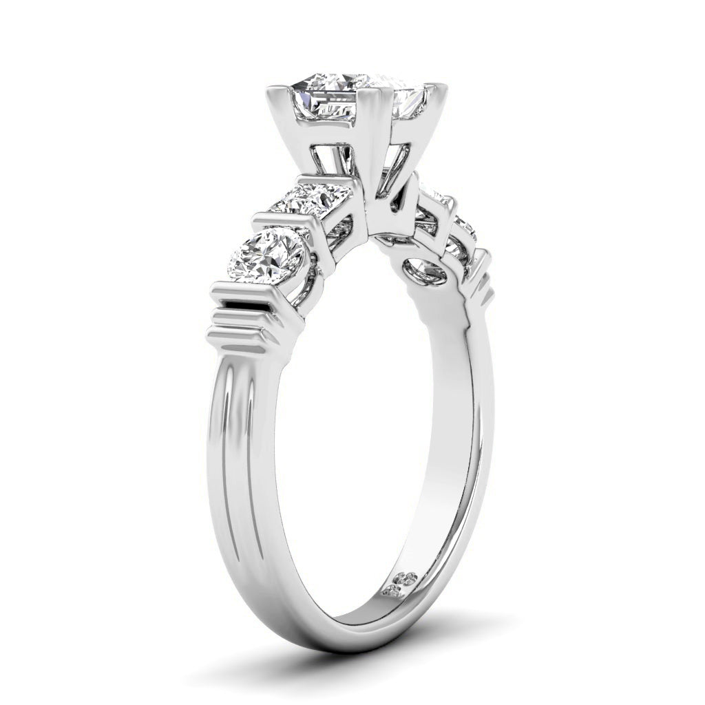 1.05-2.20 CT Princess & Round Cut Natural Diamonds - Engagement Ring