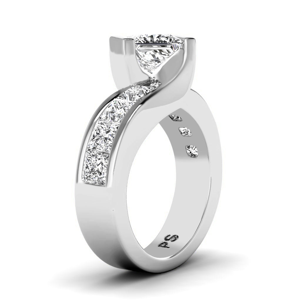 2.15-3.30 CT Princess Cut Natural Diamonds - Engagement Ring
