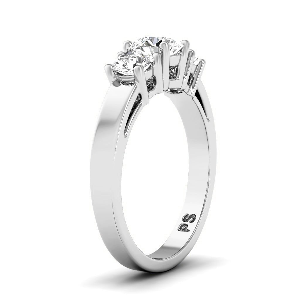0.50-0.80 CT Round Cut Natural Diamonds - Three Stone Rings