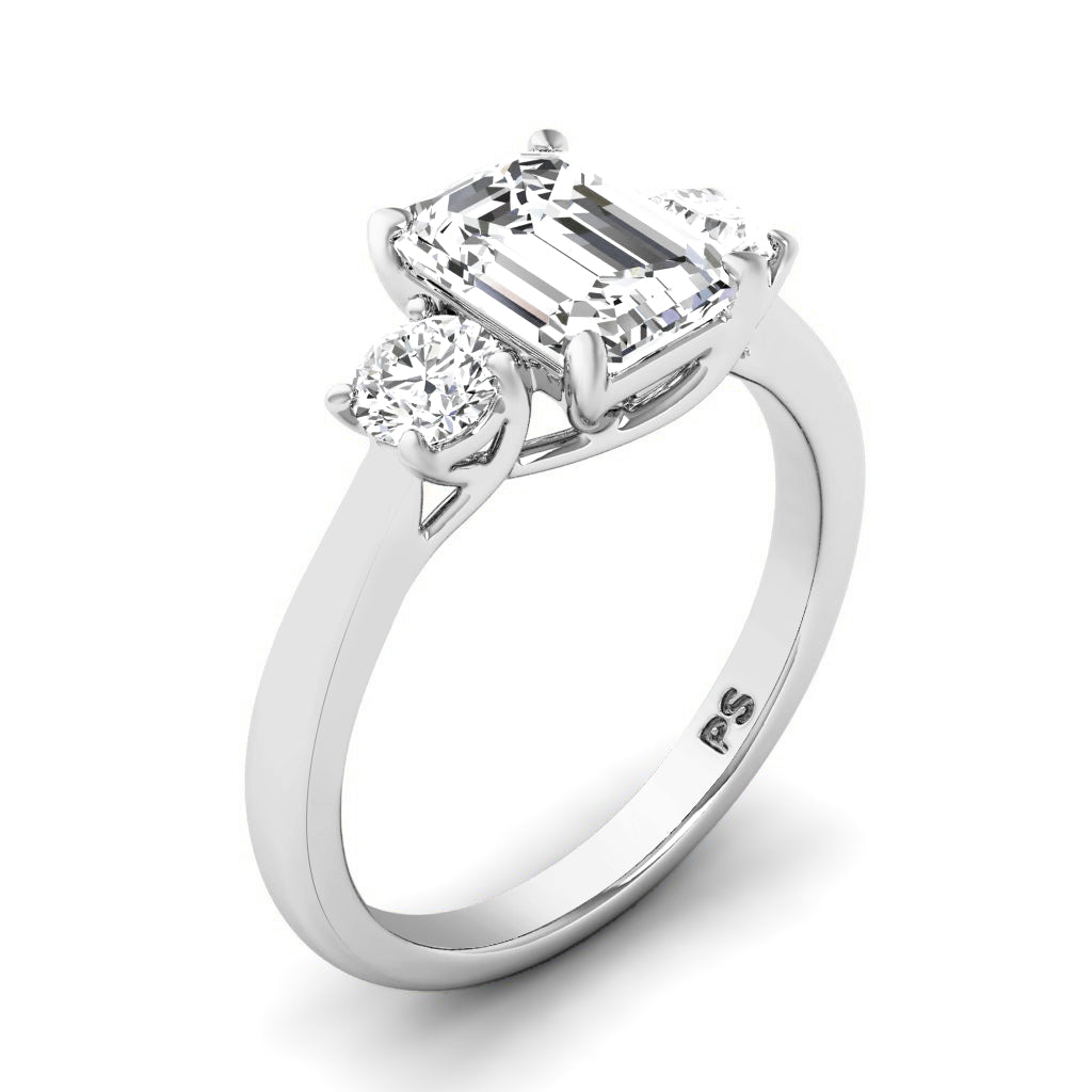 0.95-3.45 CT Round & Emerald Cut Lab Grown Diamonds - Three Stone Ring
