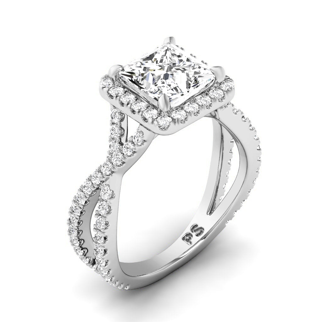 1.10-3.60 CT Round & Princess Cut Lab Grown Diamonds - Halo Ring