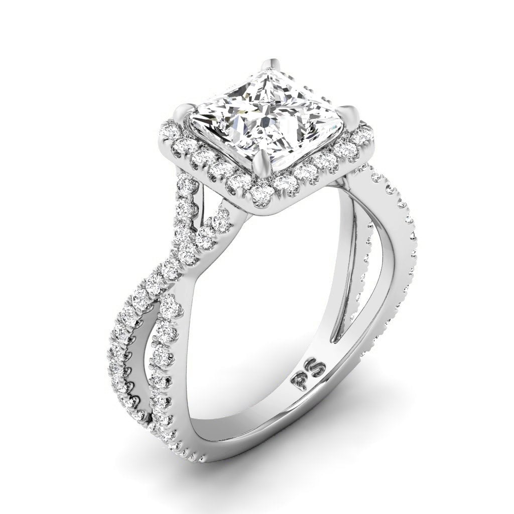 1.10-6.60 CT Princess & Round Cut Diamonds - Halo Rings