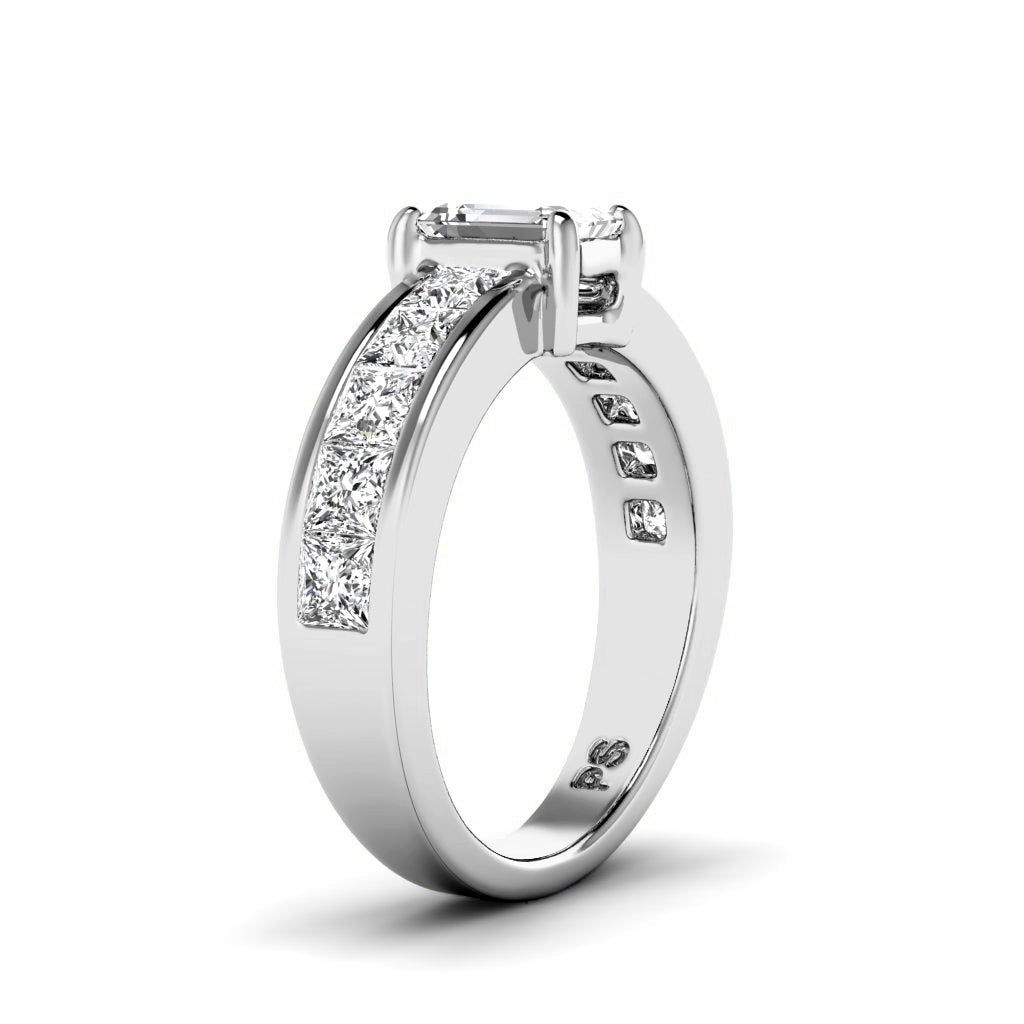 1.85-3.00 CT Emerald & Princess Cut Natural Diamonds - Engagement Ring