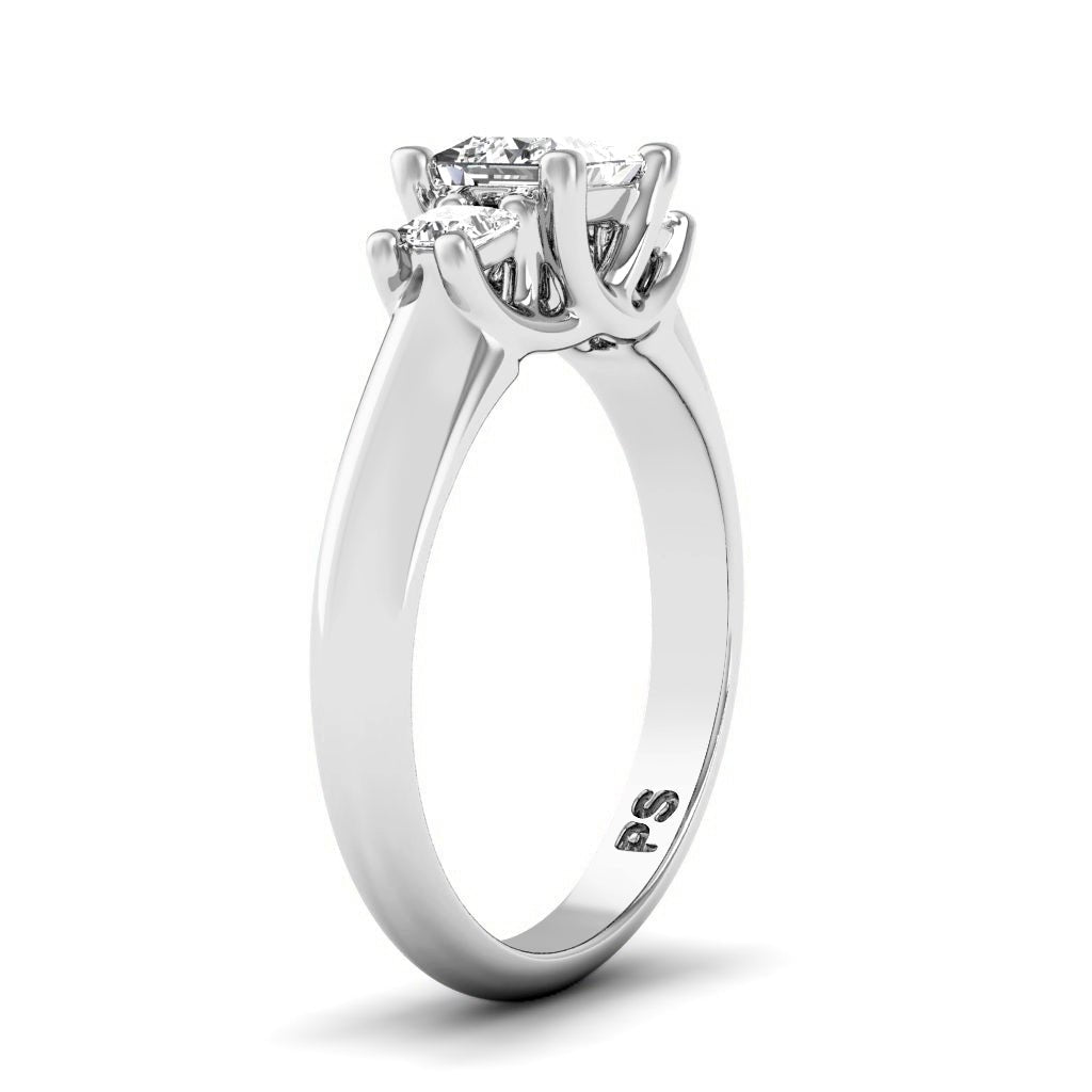 0.75 - 0.95 CT Princess Cut Natural Diamonds - Three Stone Rings - Primestyle.com
