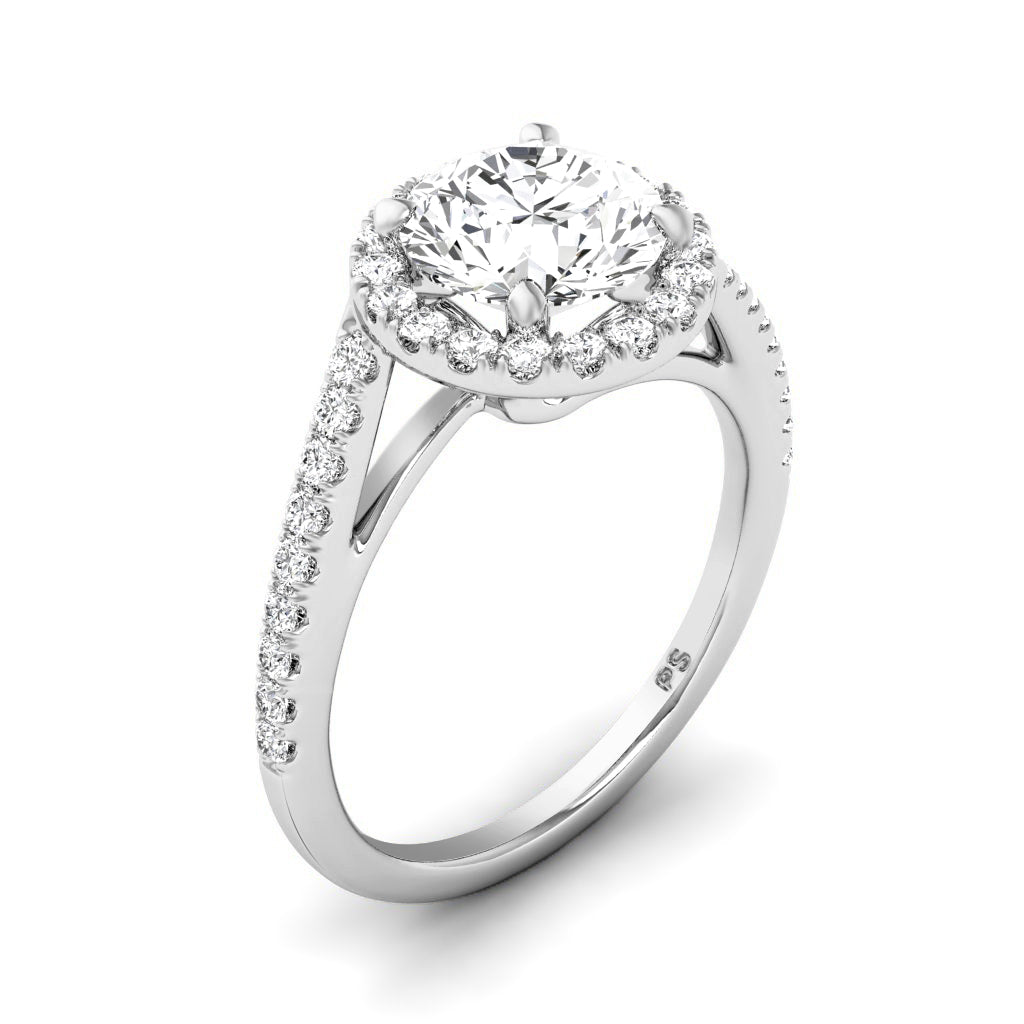 0.85-3.35 CT Round Cut Lab Grown Diamonds - Halo Ring