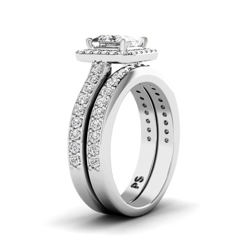 1.05-2.20 CT Princess & Round Cut Natural Diamonds - Bridal Set