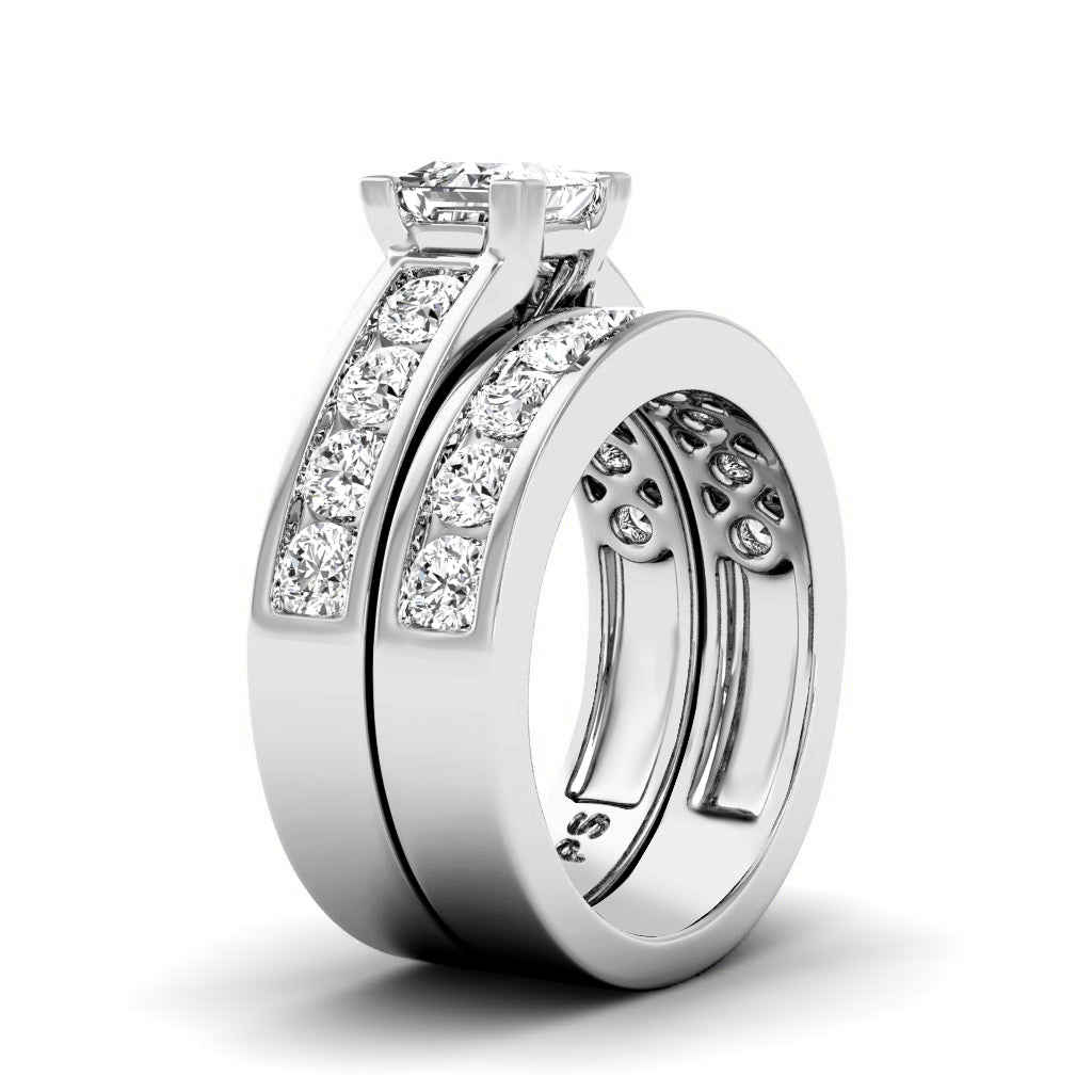 2.10-7.60 CT Princess & Round Cut Diamonds - Bridal Set