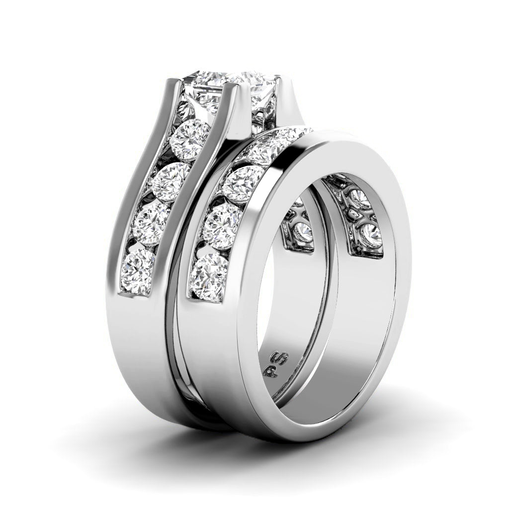 2.30-4.80 CT Round & Princess Cut Lab Grown Diamonds - Bridal Set