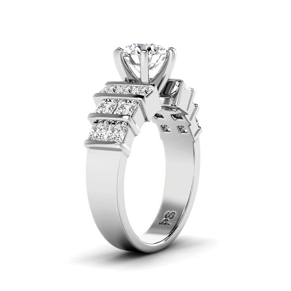 1.70-4.20 CT Princess &amp; Round Cut Lab Grown Diamonds - Engagement Ring