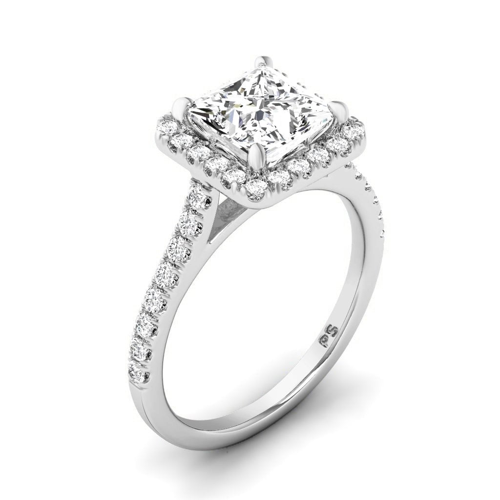 0.95-6.45 CT Princess & Round Cut Diamonds - Halo Rings