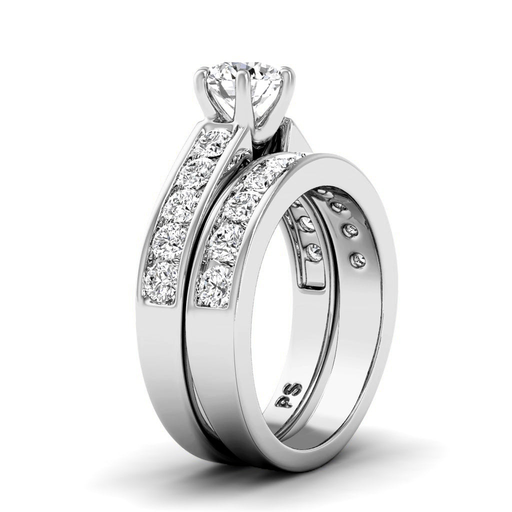 1.95-7.45 CT Princess & Round Cut Diamonds - Bridal Set