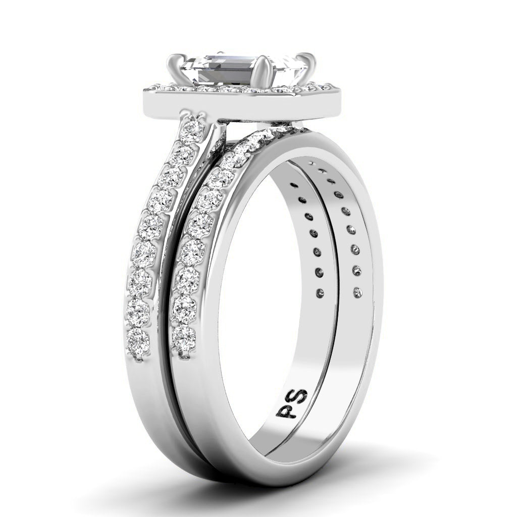 0.90-2.05 CT Round & Emerald Cut Diamonds - Bridal Set