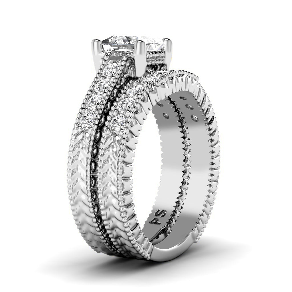 1.00-2.15 CT Round & Princess Cut Diamonds - Bridal Set