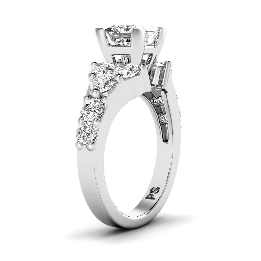 1.90-7.40 CT Princess & Round Cut Lab Grown Diamonds - Engagement Ring