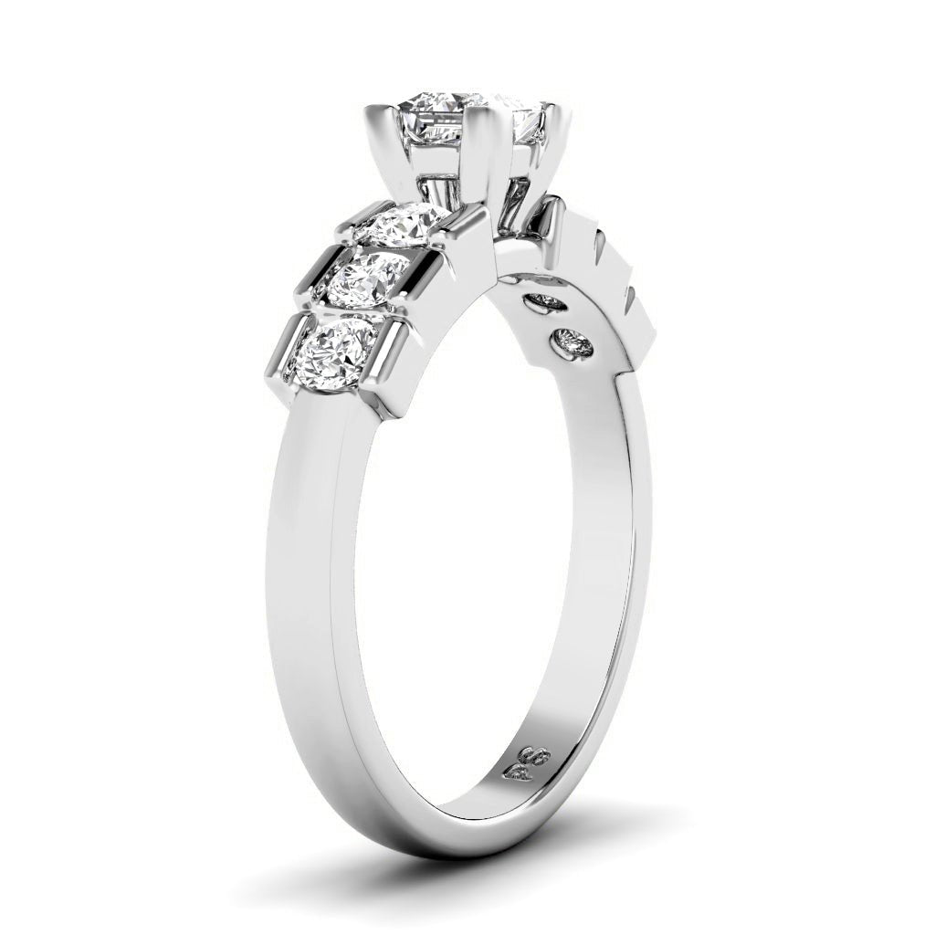 1.10-6.60 CT Princess & Round Cut Diamonds - Engagement Ring