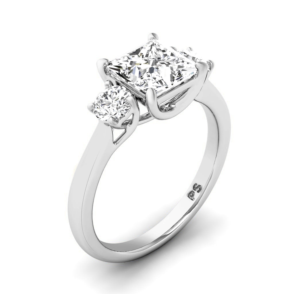 0.95-3.45 CT Round & Princess Cut Lab Grown Diamonds - Three Stone Ring