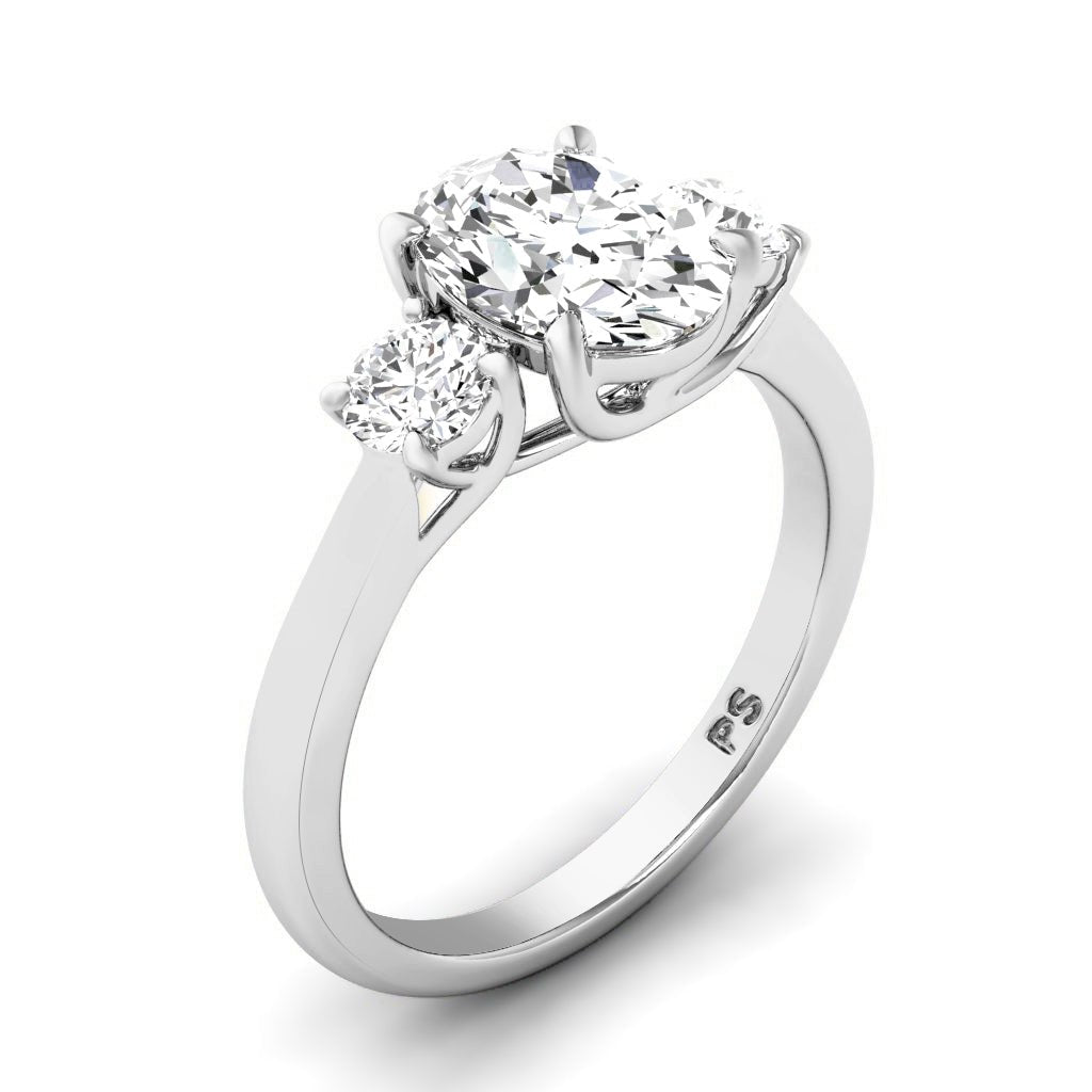 0.95-6.45 CT Oval & Round Cut Diamonds - Three Stone Rings