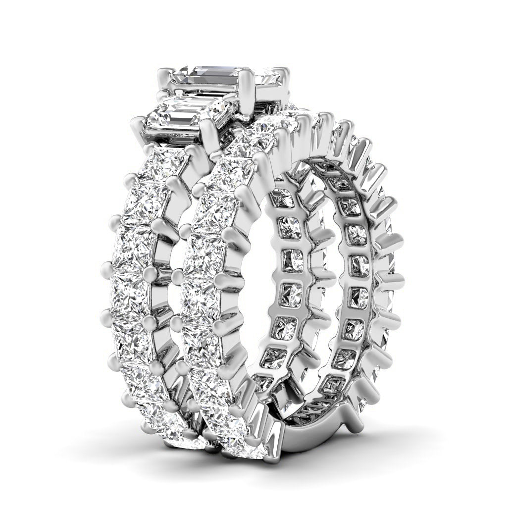 5.20-10.70 CT Emerald & Princess Cut Diamonds - Bridal Set