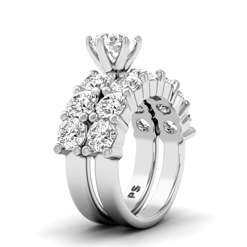 3.95-5.10 CT Princess & Round Cut Natural Diamonds - Bridal Set