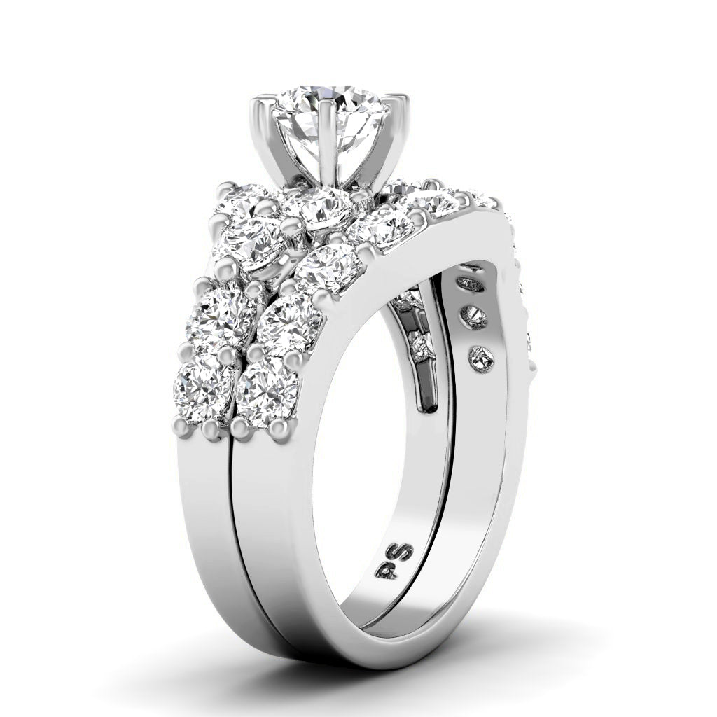 2.90-4.05 CT Round Cut Diamonds - Bridal Set