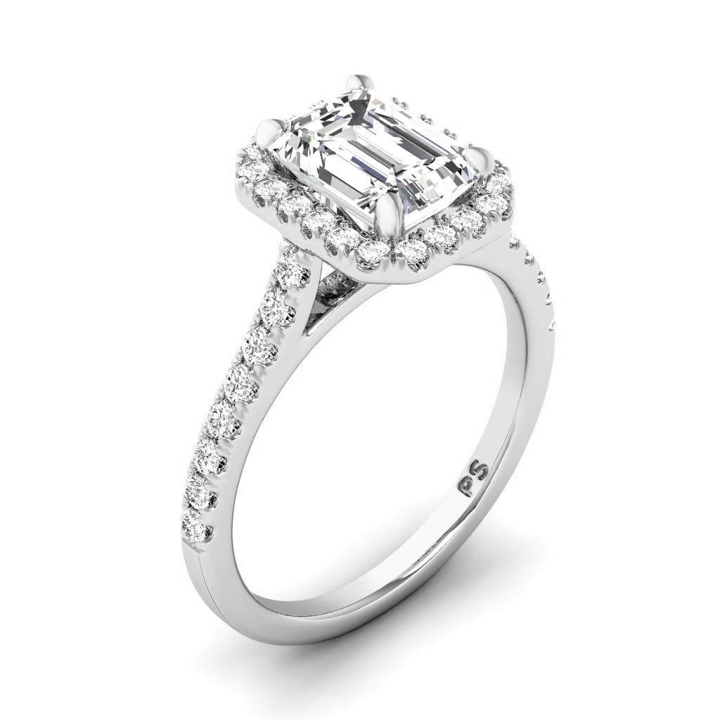 0.95 - 3.45 CT Round & Emerald Cut Lab Grown Diamonds - Halo Ring - Primestyle.com