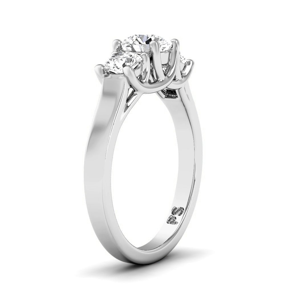 0.90 CT Round Cut Natural Diamonds - Three Stone Rings