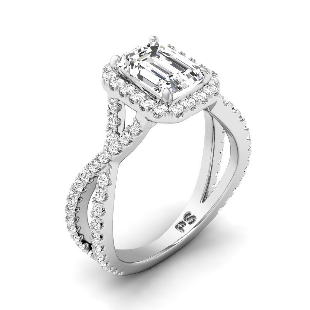 1.10 - 3.60 CT Round & Emerald Cut Lab Grown Diamonds - Halo Ring - Primestyle.com