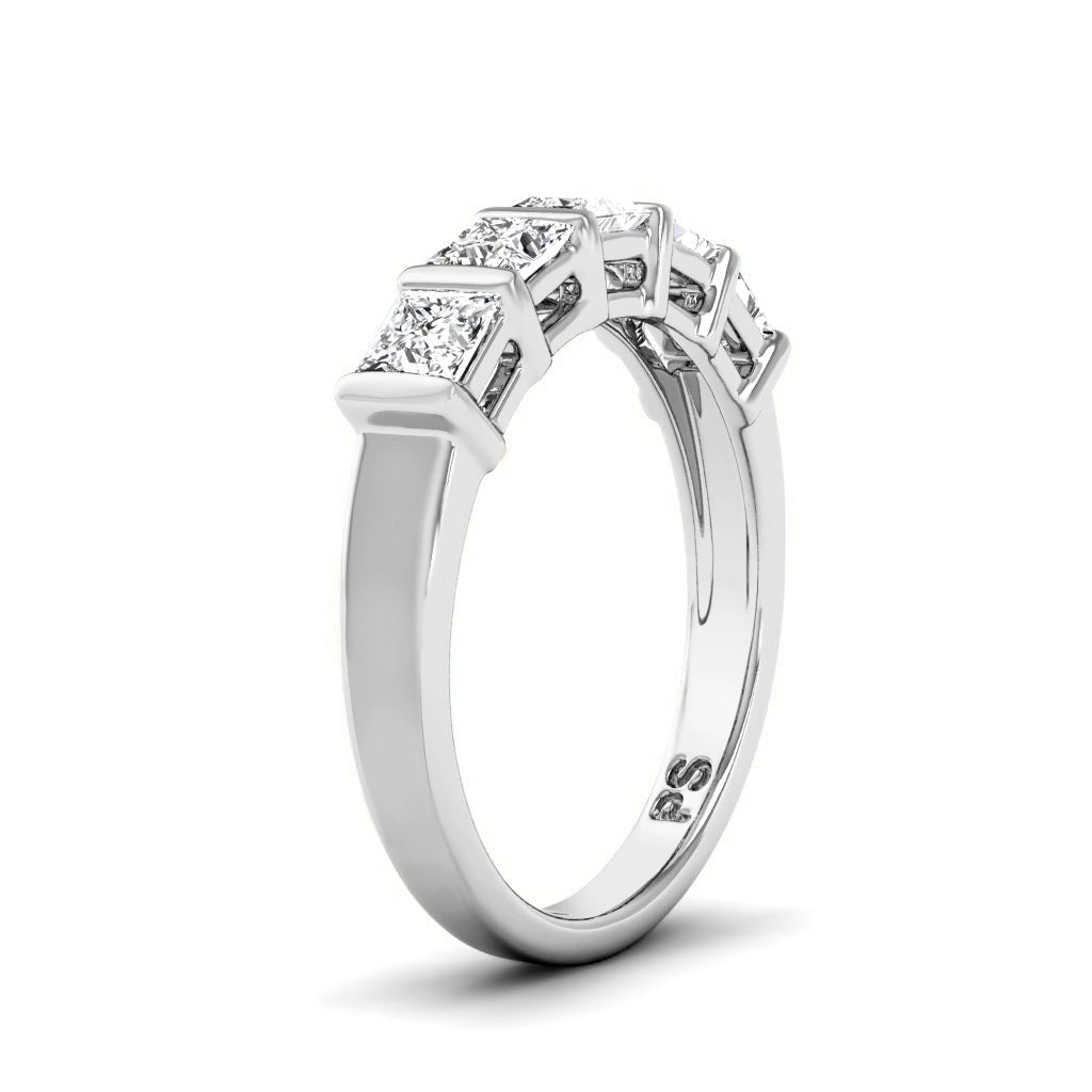 1.00 CT Princess Cut Natural Diamonds - Wedding Band