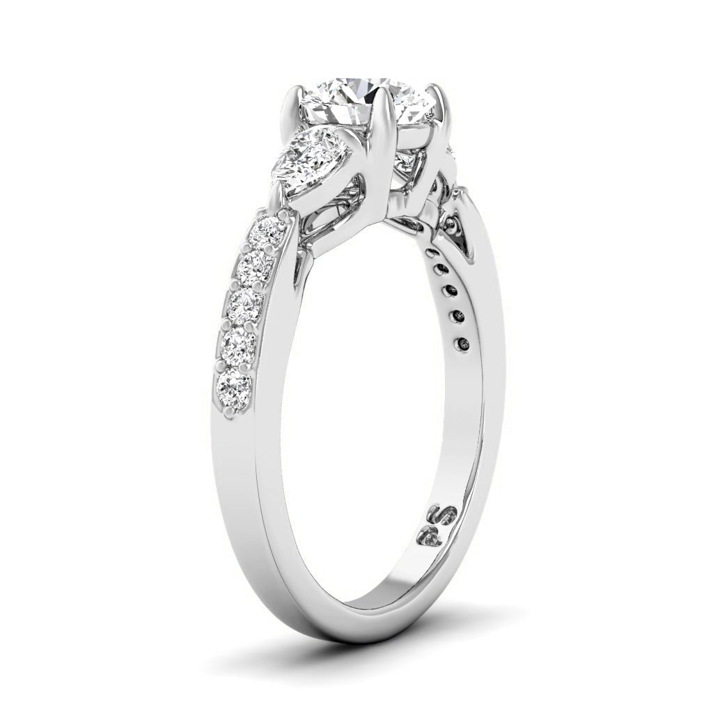 0.85 - 2.00 CT Pear & Round Cut Natural Diamonds - Engagement Ring - Primestyle.com