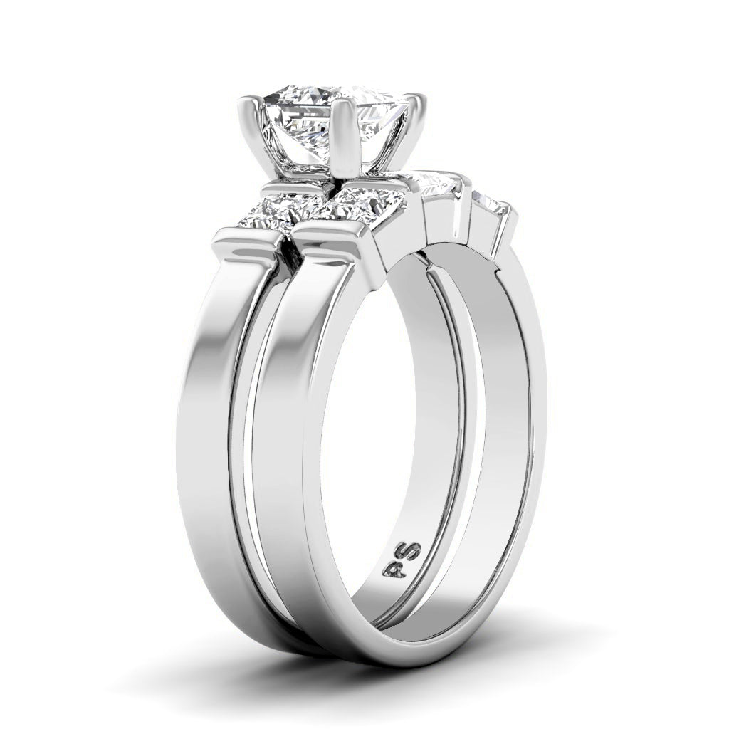 1.90-3.05 CT Princess Cut Natural Diamonds - Bridal Set