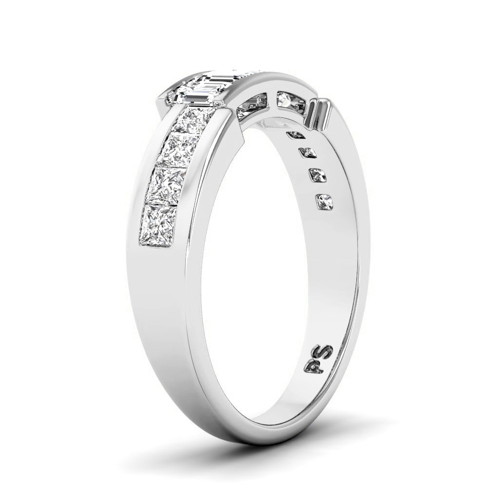 1.40 CT Emerald & Princess Cut Natural Diamonds - Wedding Band