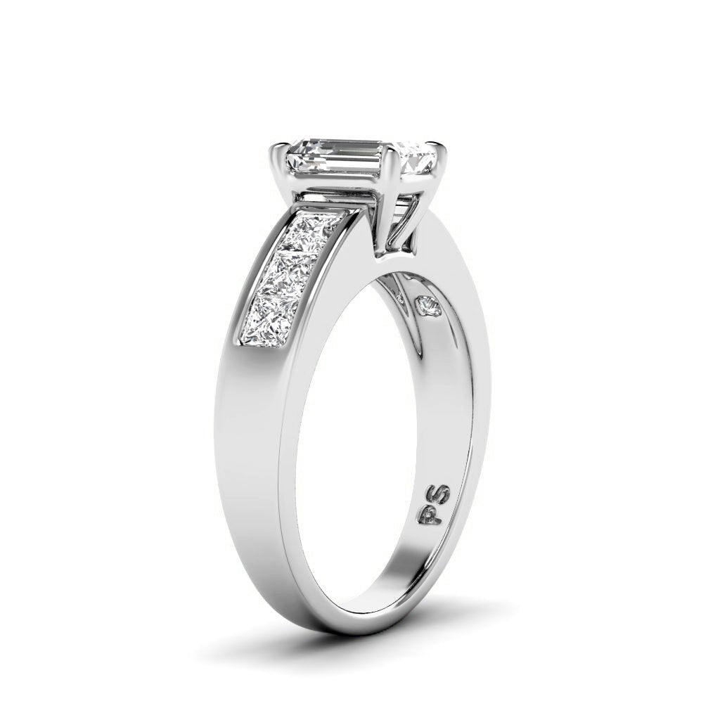1.15-2.30 CT Emerald & Princess Cut Natural Diamonds - Engagement Ring