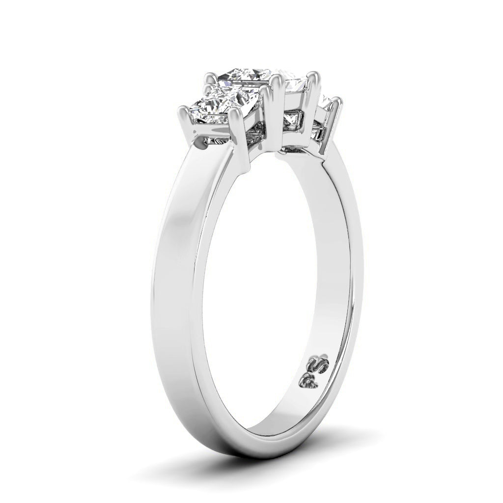 0.90 CT Princess Cut Diamonds - Three Stone Ring