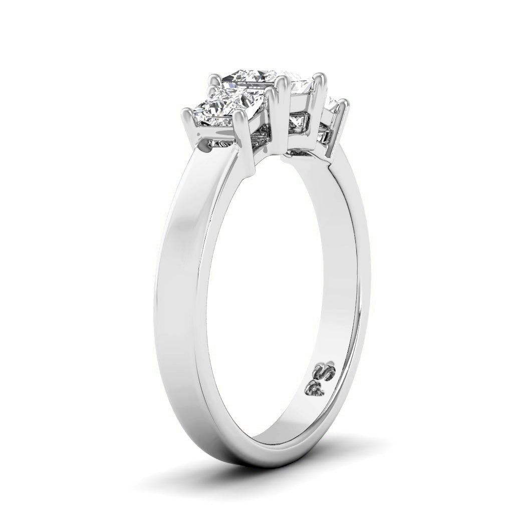 0.90 CT Princess Cut Natural Diamonds - Three Stone Rings