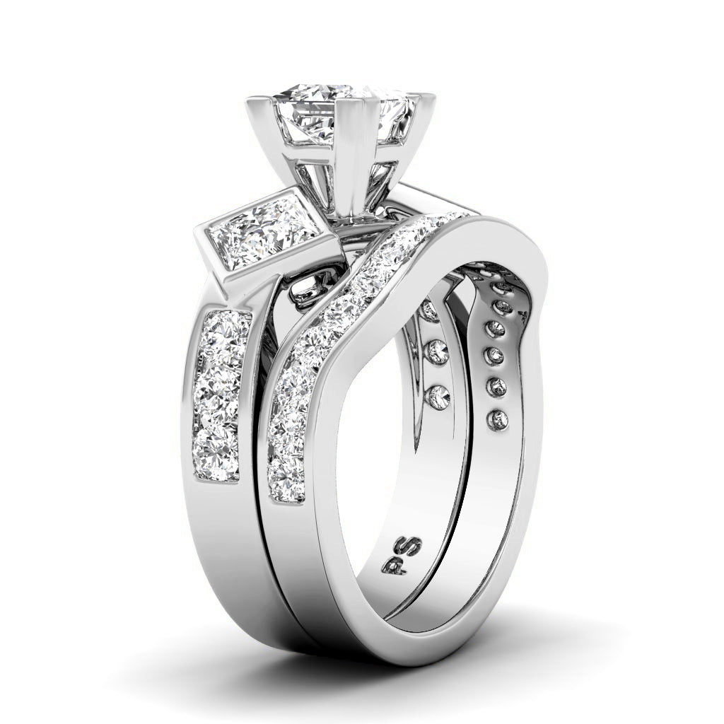 2.15-7.65 CT Princess & Round Cut Diamonds - Bridal Set