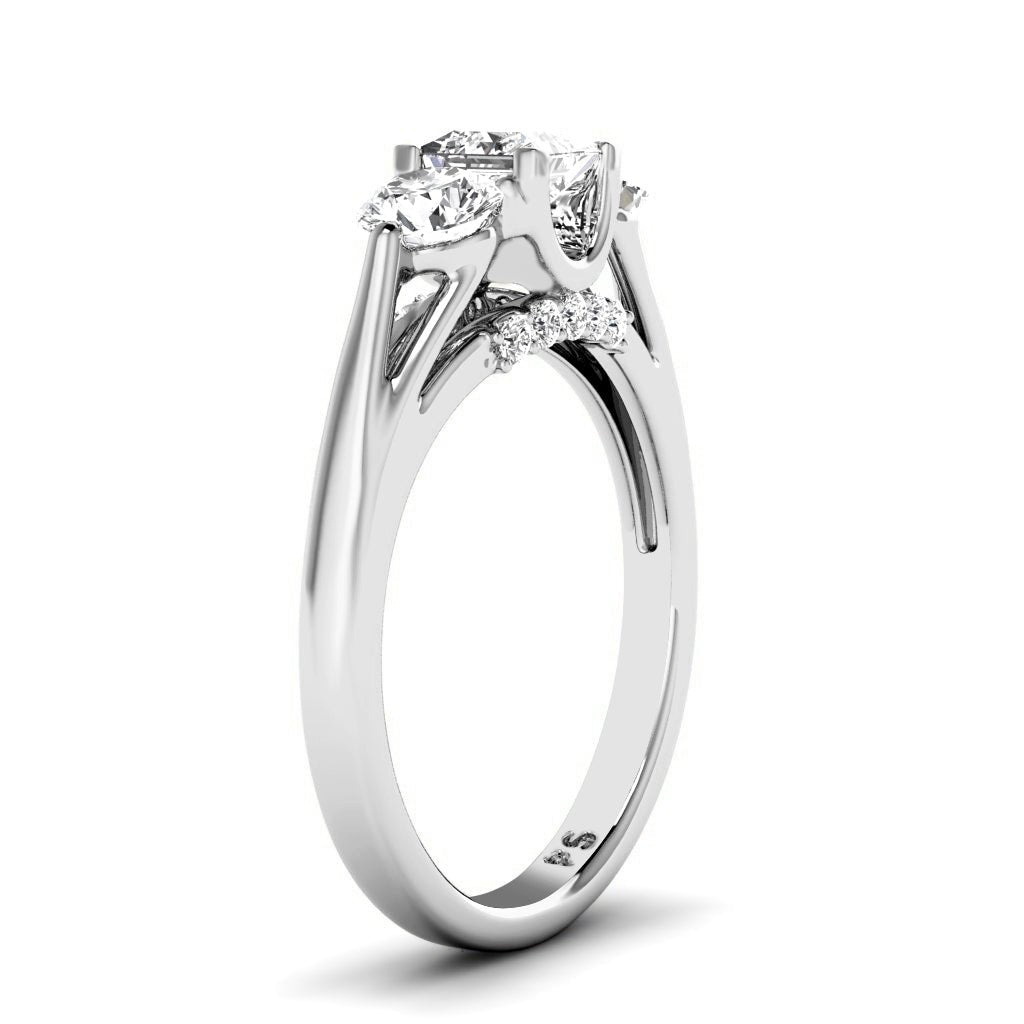 1.05-6.55 CT Princess & Round Cut Lab Grown Diamonds - Engagement Ring
