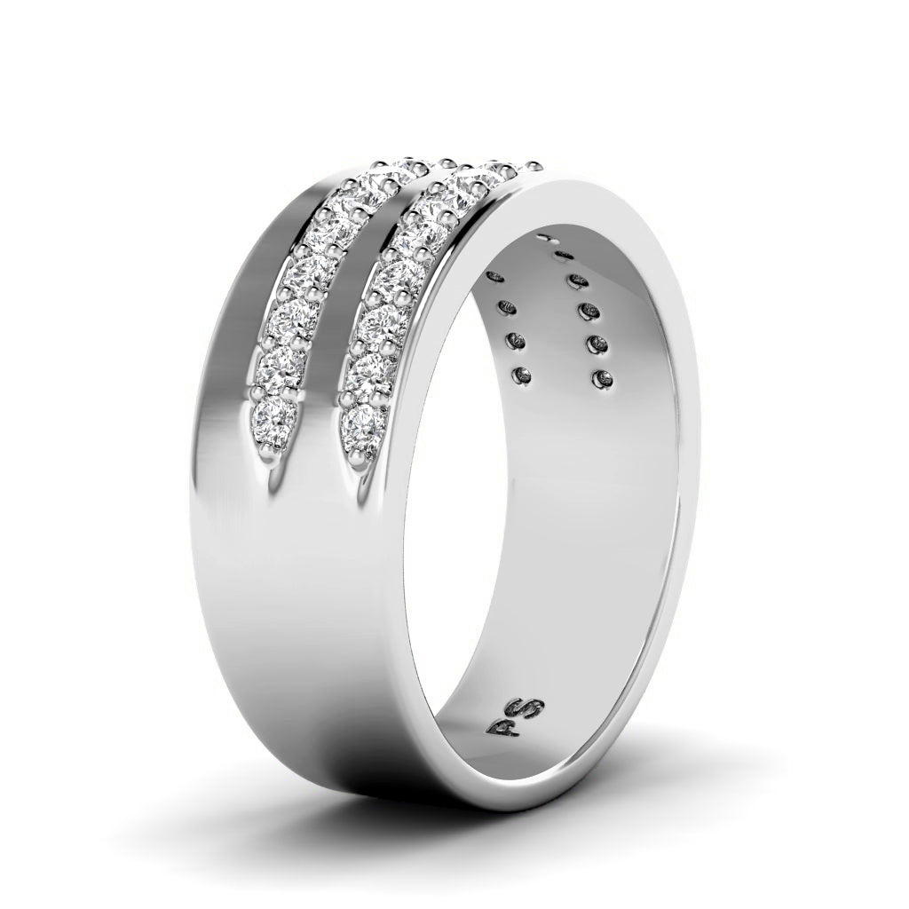0.80 CT Round Cut Lab Grown Diamonds - Mens Wedding Band