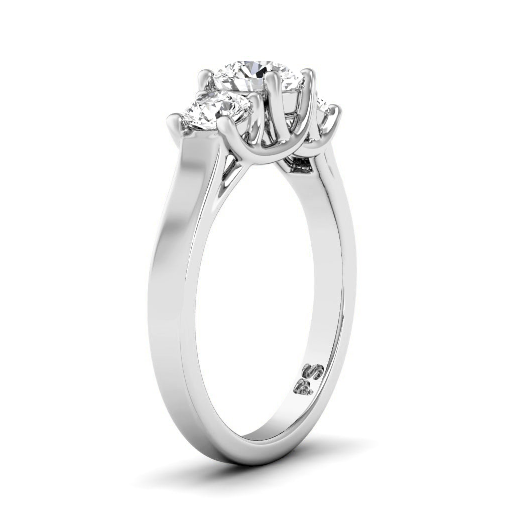 0.90 CT Round Cut Lab Grown Diamonds - Three Stone Ring