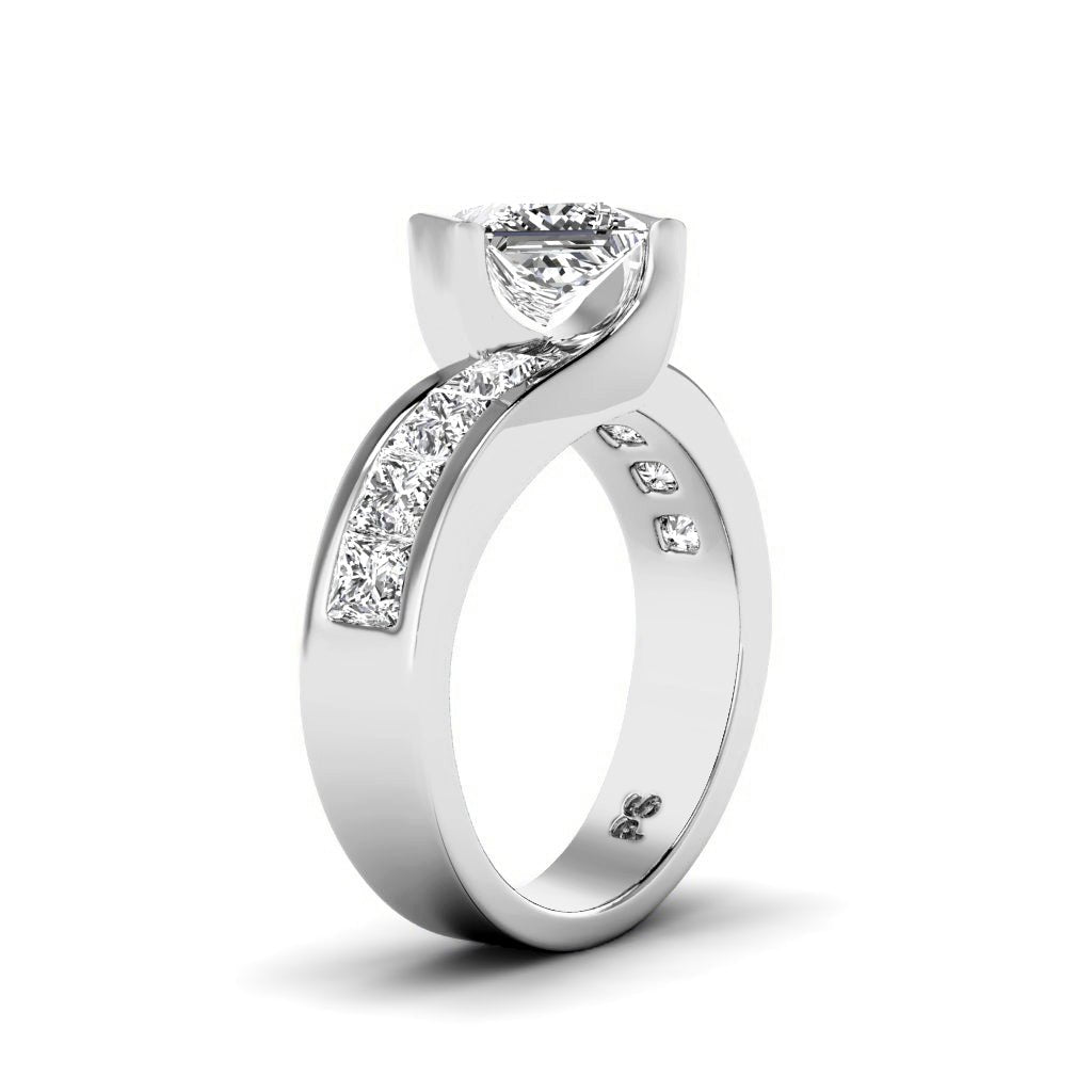 2.10-7.60 CT Princess Cut Diamonds - Engagement Ring